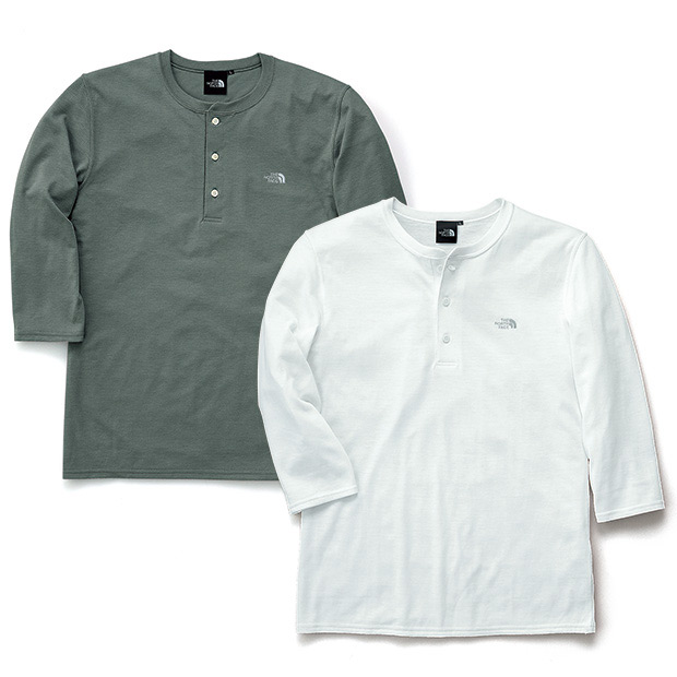 ダクロンQD･七分袖ヘンリーネックTシャツ／2色セット