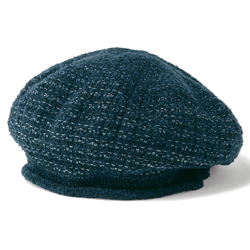 ステッチ風編み柄ベレー