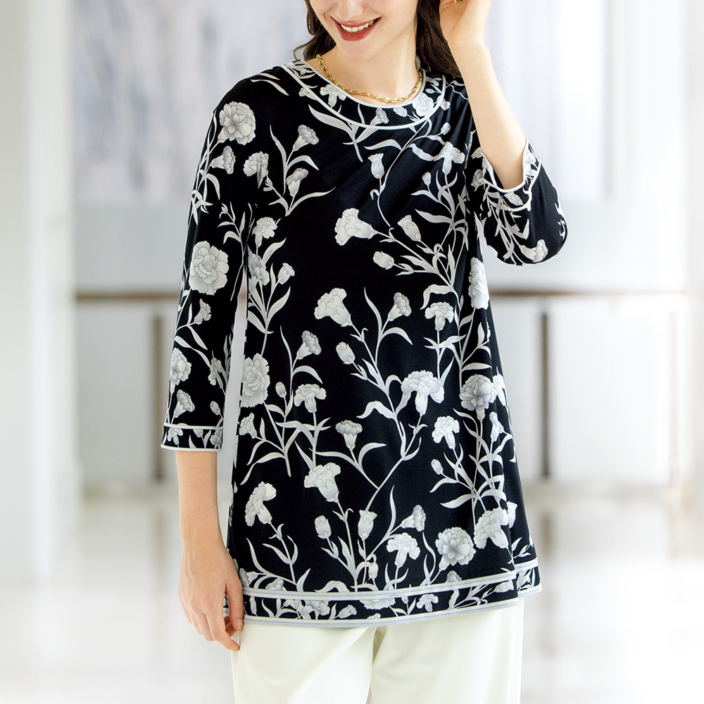 プリントチュニックブラウス