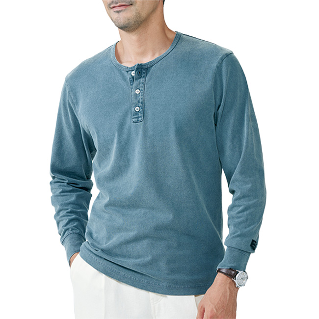 ゼロトルク撚糸･ストーンウォッシュ長袖Tシャツ