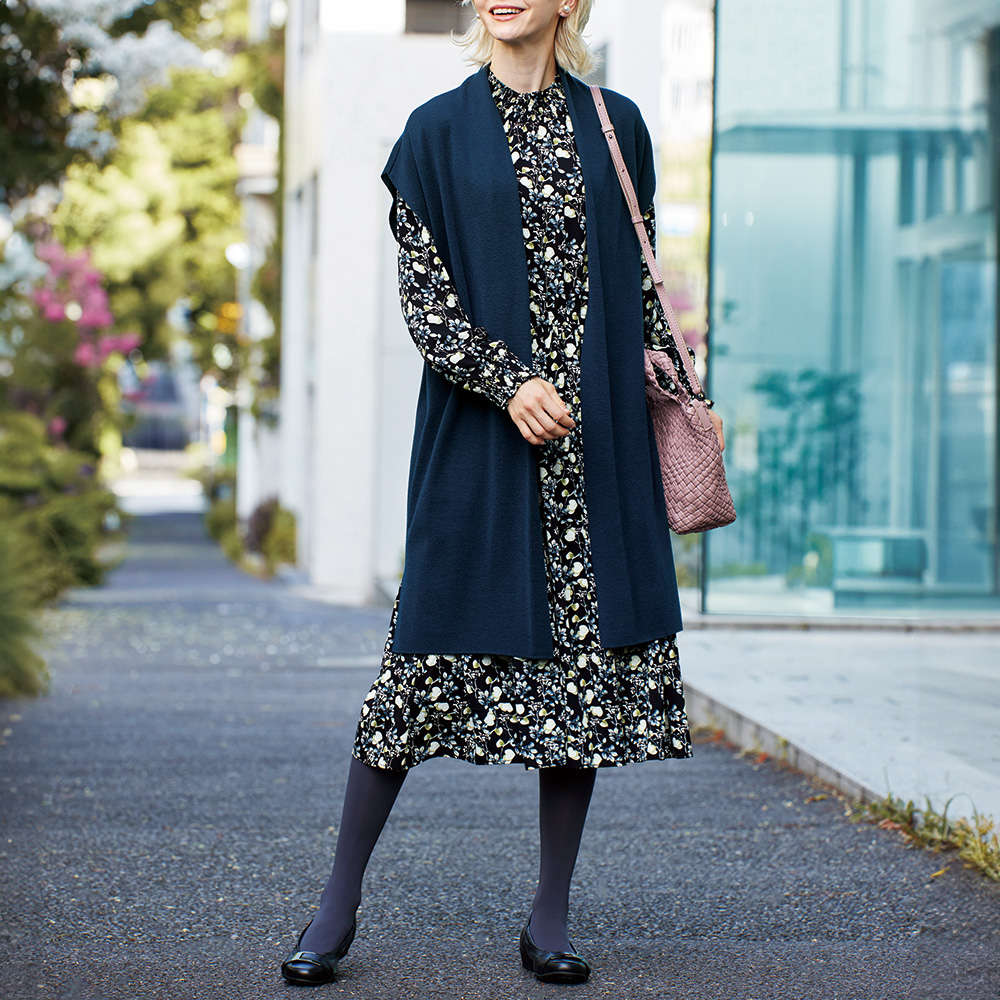 ロングニットジレ