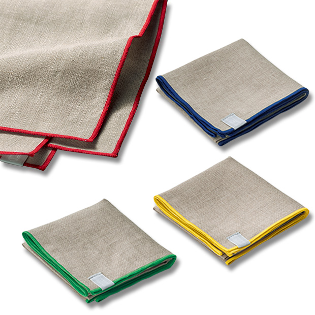 リネンハンカチ／ギフトボックス付き4色セット