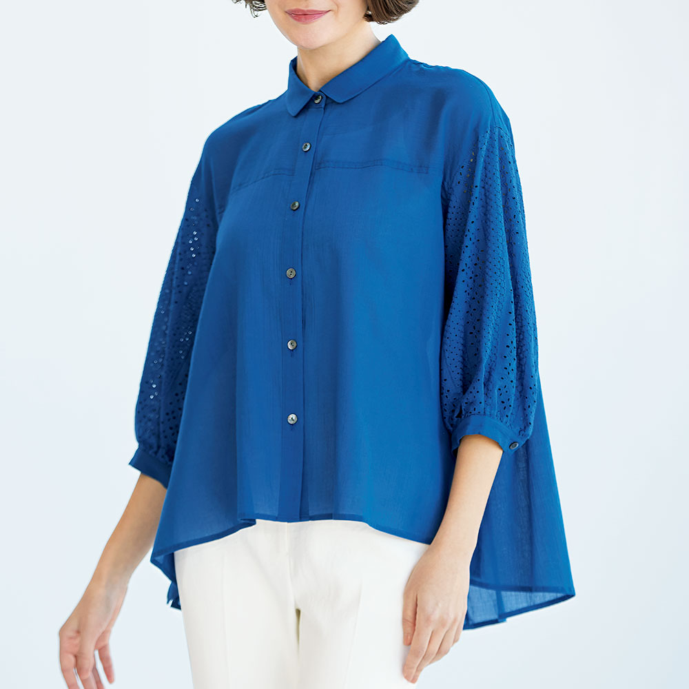 レース使いコットンブラウス