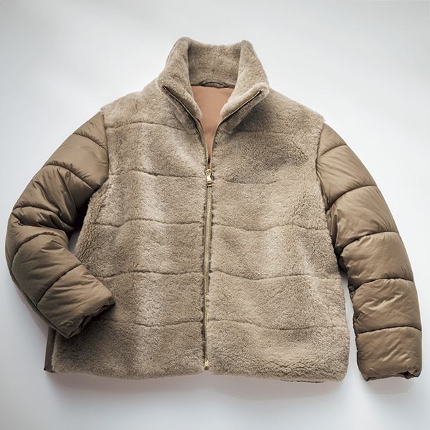 ムートンコンビの中わたジャケット