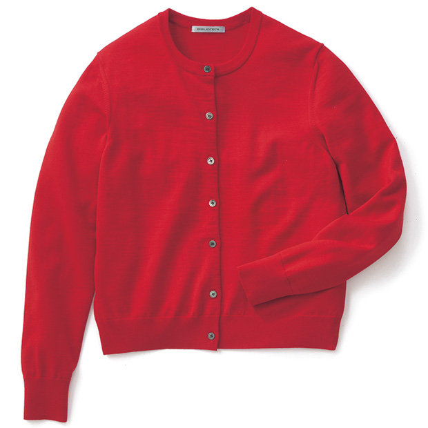 洗えるウール･クルーネックカーディガン