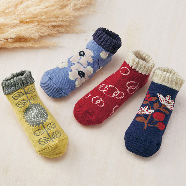 ぽかぽかルームカバーソックス／4柄セット