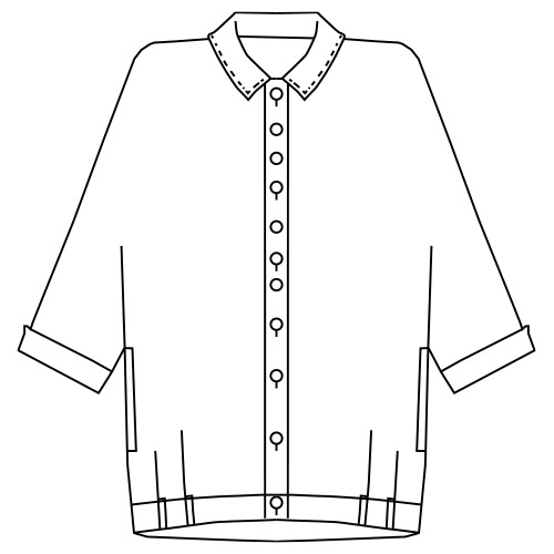 リネンコットン手描き風ドルマンブラウス