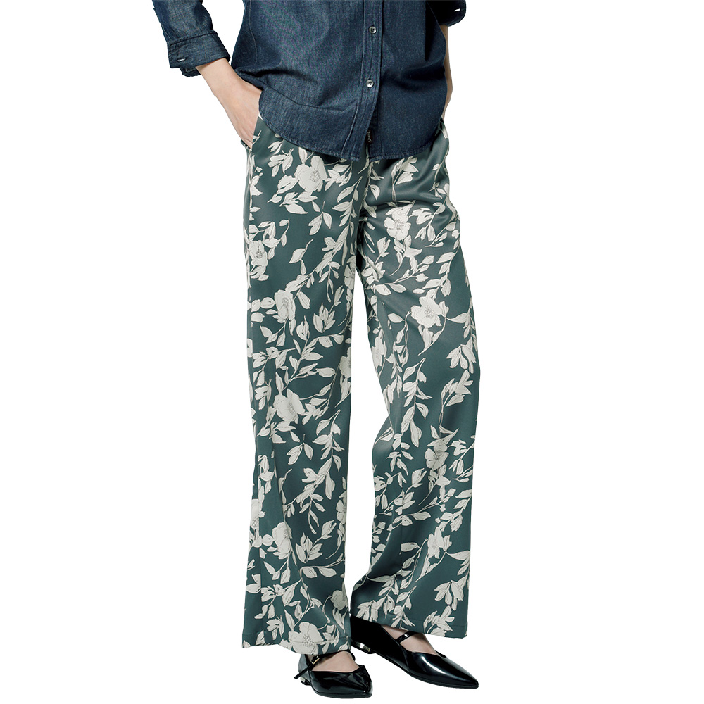 ボタニカルプリントパンツ