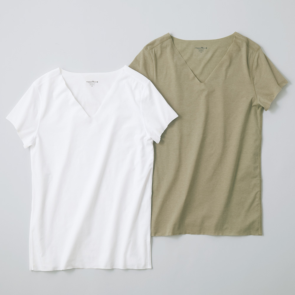 Vネックアンダーシャツ／同色2枚組