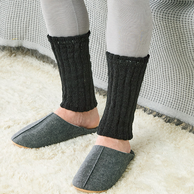 内側シルク混･暖かレッグウォーマー／2色セット