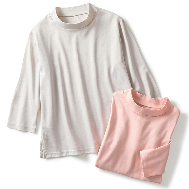 超長綿セミハイネックプルオーバー／2色セット