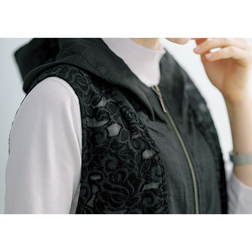 異素材切り替えロングジレ