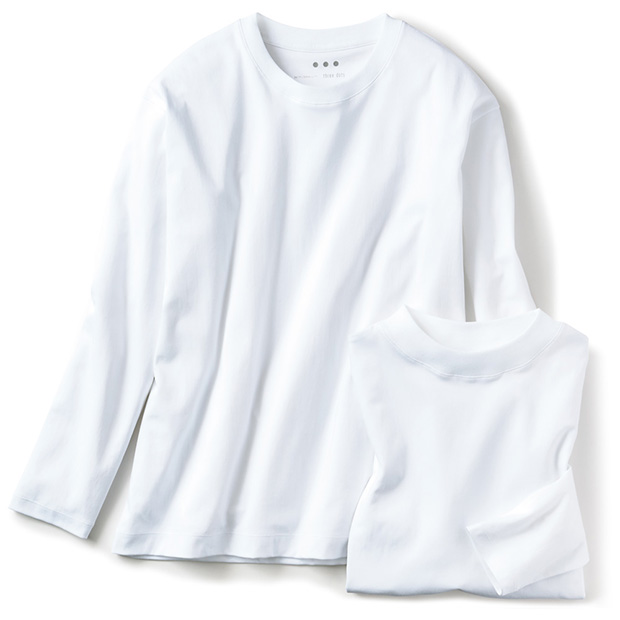 モックネック&クルーネック長袖ドレスTシャツ/2枚セット