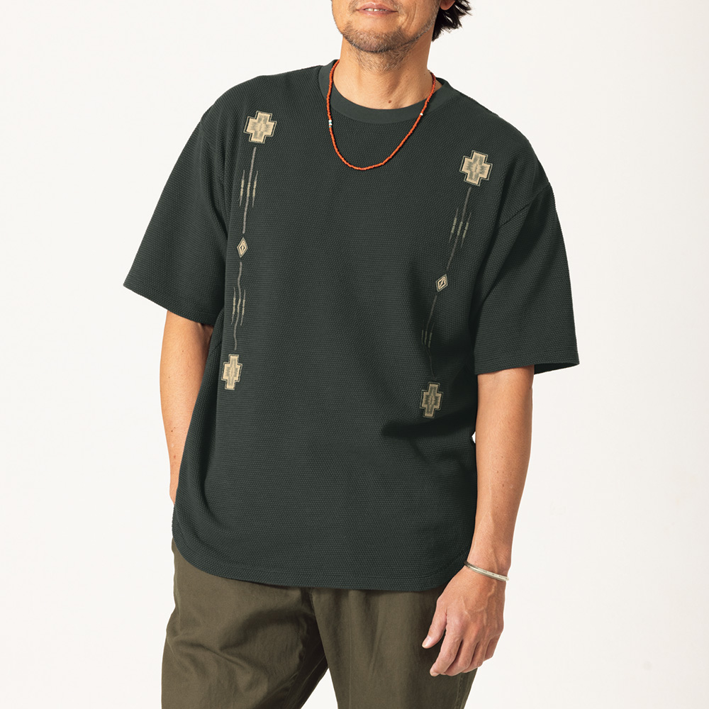 エンブロイダリー･鬼鹿の子Tシャツ／リラックスフィット