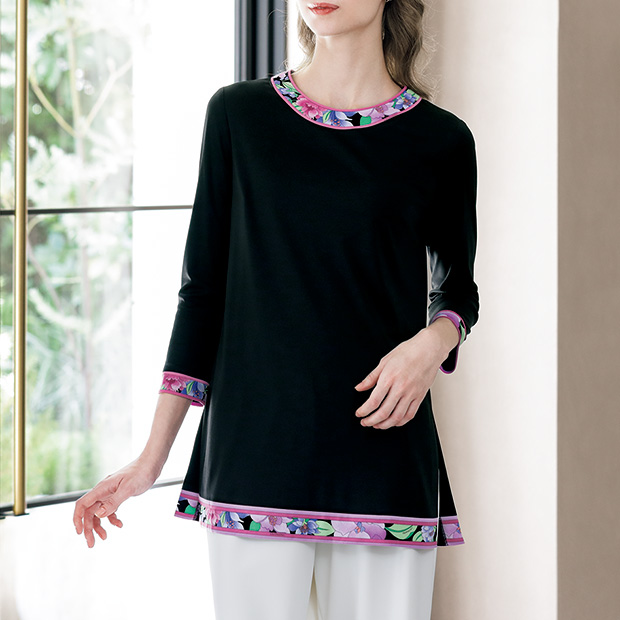 パネル使いチュニックブラウス