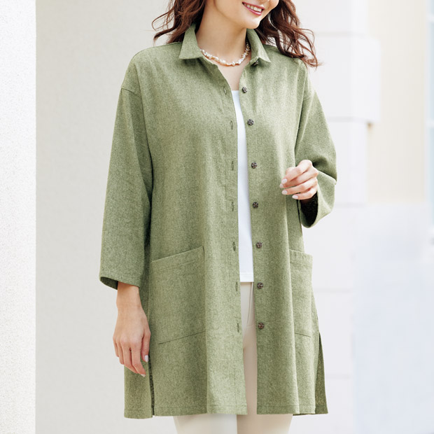 麻シルクのシャツジャケット