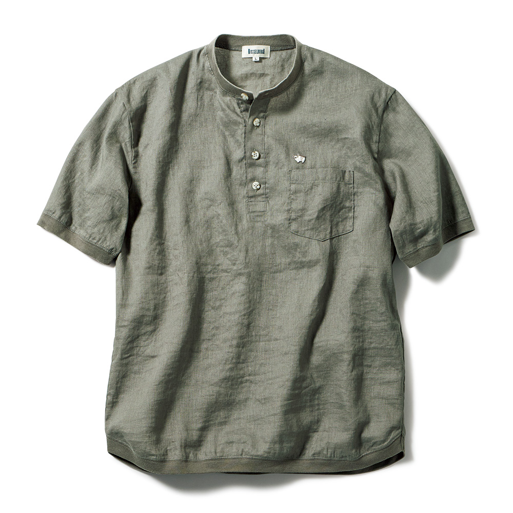 リネン混･フライス使いヘンリーネックTシャツ