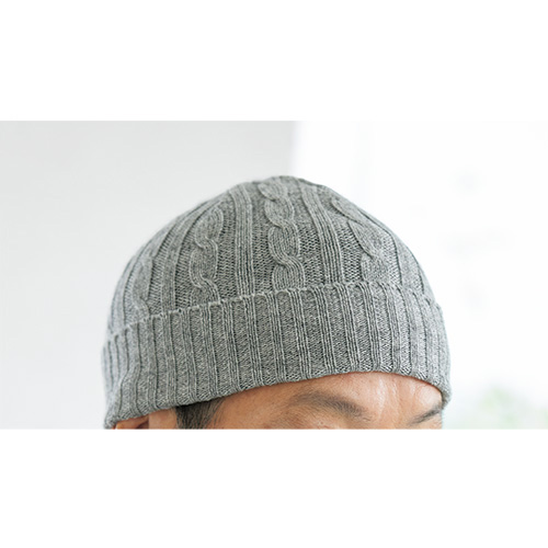 シルクカシミヤ･アラン編みニット帽