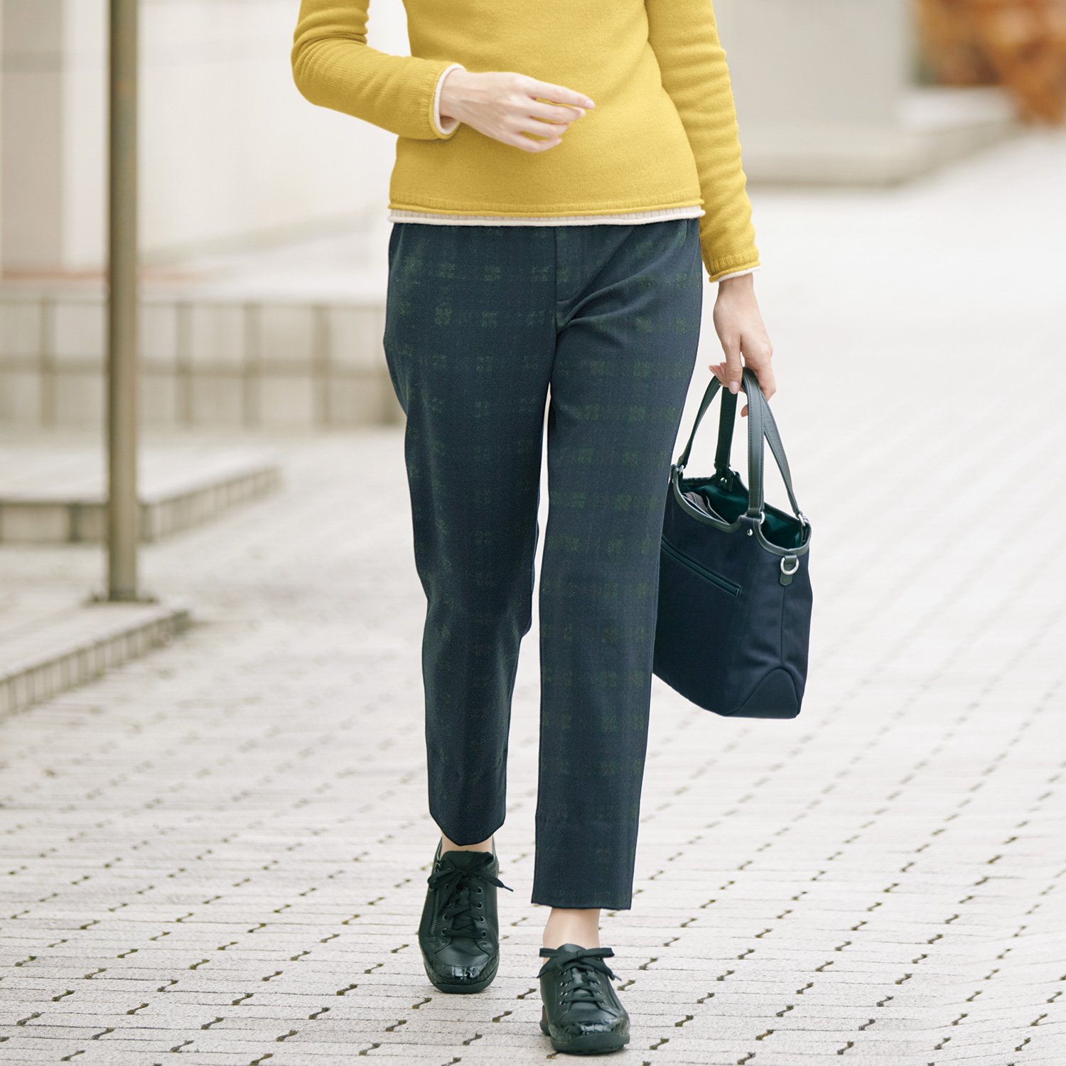 ヴュール ストレッチチェック柄パンツ ライトアップオンラインストア