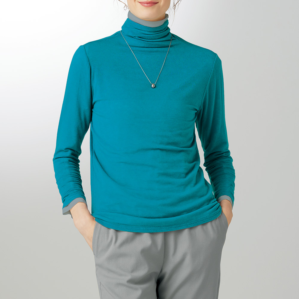 ウール混ボトルネックプルオーバー／3色セット