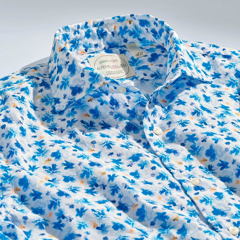 イタリア製フラワー柄シャツ