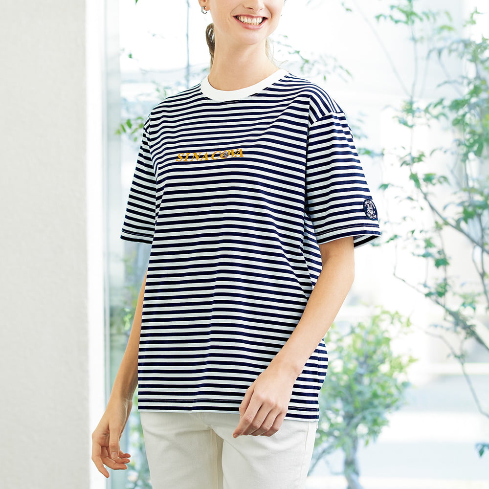 刺しゅうデザインボーダーTシャツ
