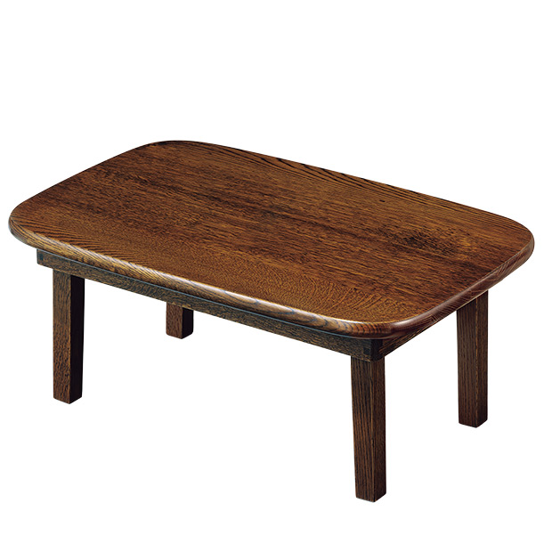 ナラ無垢材を拭漆で仕上げた豆ちゃぶ台／柾目天板