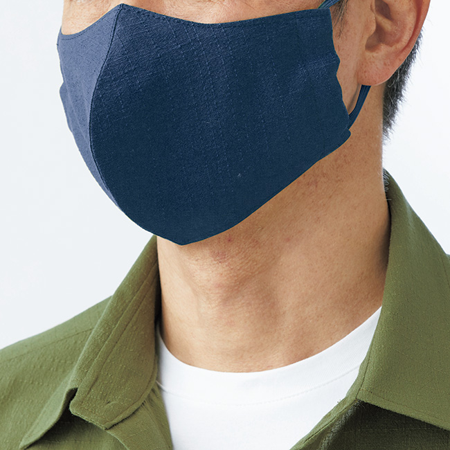 柳式･綿縮のマスク／同色2枚セット