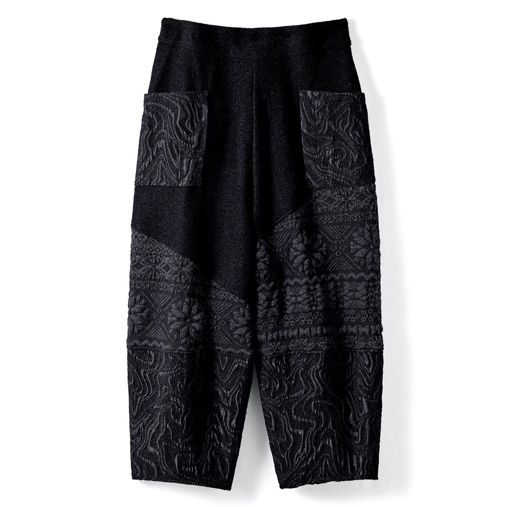 異素材使い切り替えデザインワイドパンツ