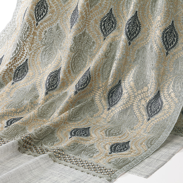 ウールシルクショール／ピーコック