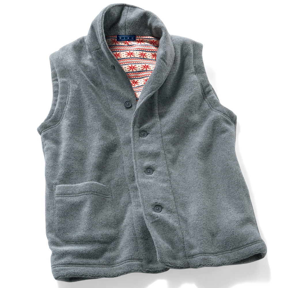 雪結晶柄・フリースベスト