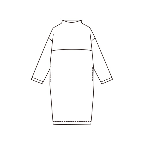 ウール混ミニヘリンボーン柄ジャージーワンピース