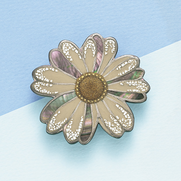 蒔絵ブローチ兼ペンダントトップ／Flower Rosetta