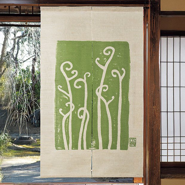版画絵のれん「わらび」