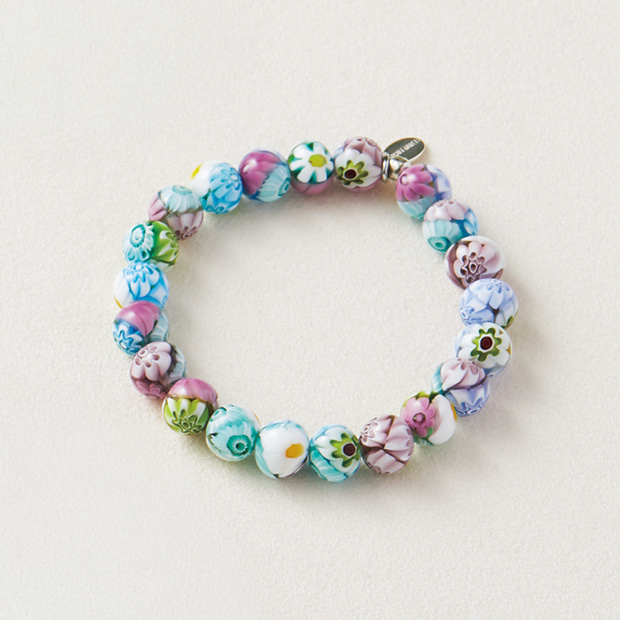 ムラーノガラスのとんぼ玉ブレスレット／ミルフィオリ