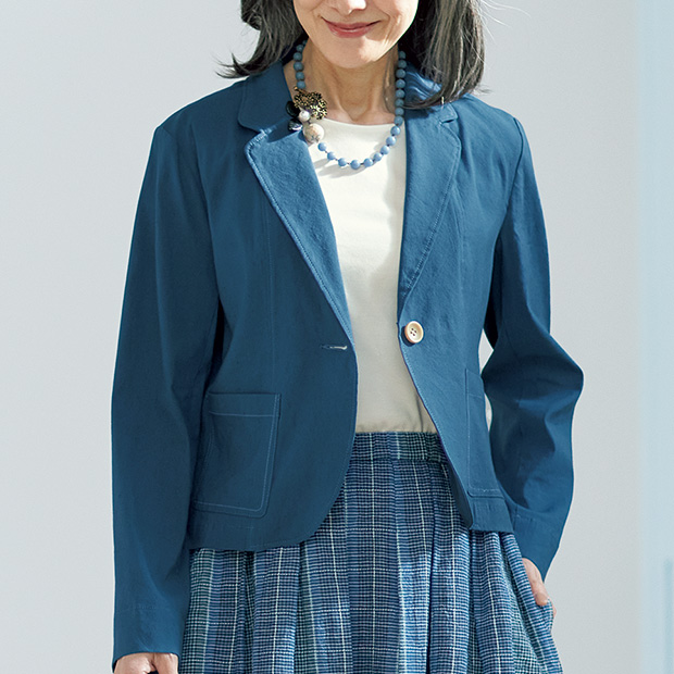 麻混ストレッチジャケット