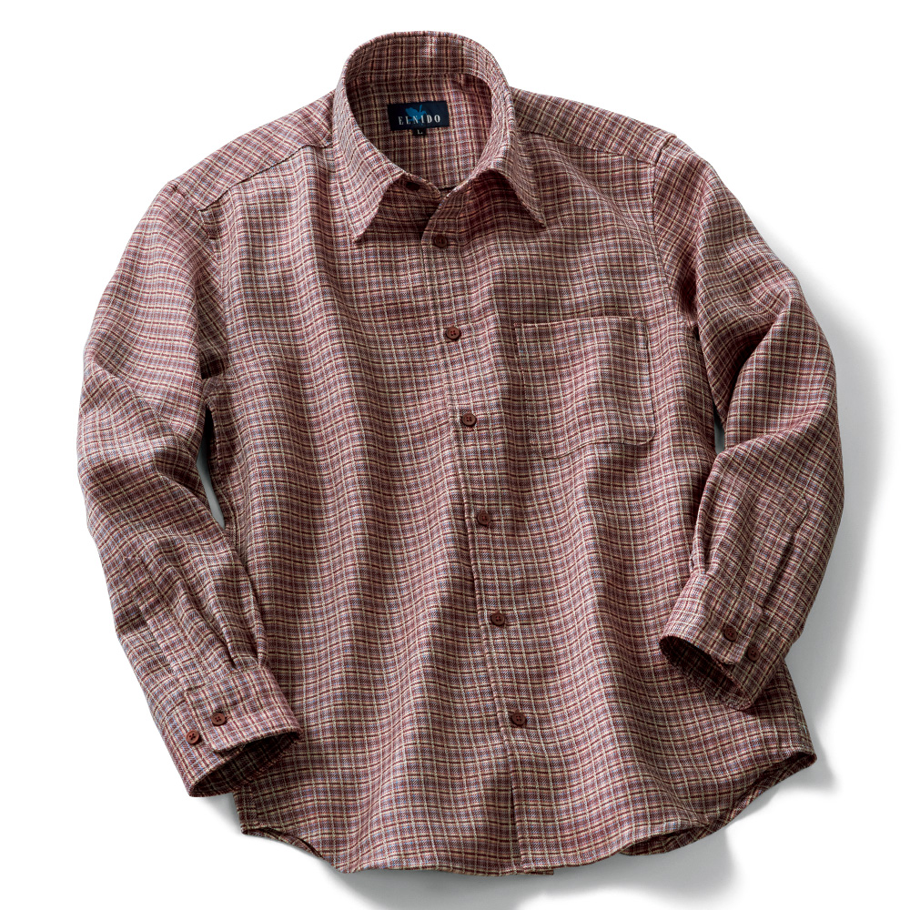 洗えるウールの格子柄シャツ