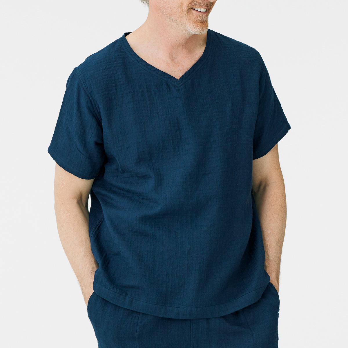 Uchino マシュマロガーゼ メンズvネックtシャツ ライトアップオンラインストア