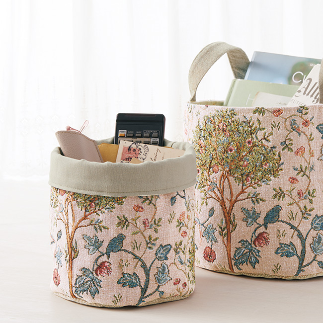 ゴブラン織インテリアバスケット小