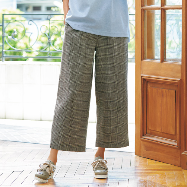 グレンチェックのワイドパンツ