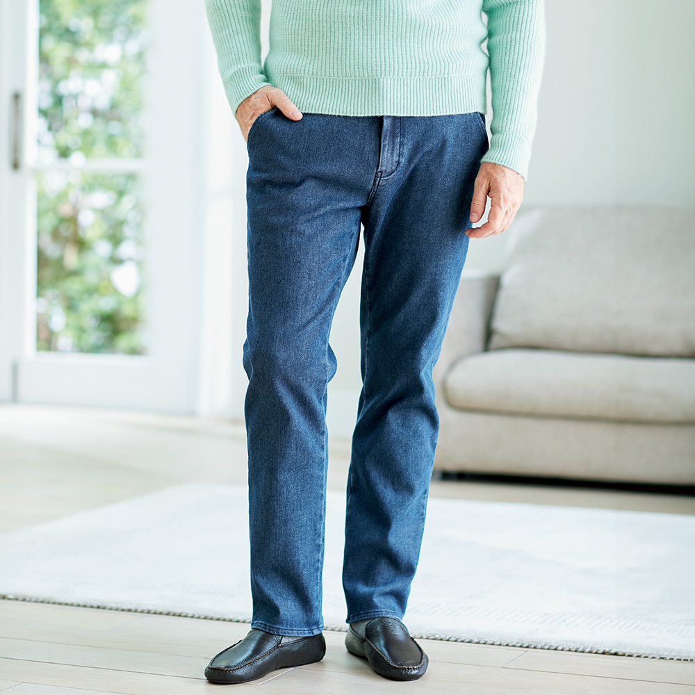 のびのびストレッチと裏起毛のイージーデニムパンツ