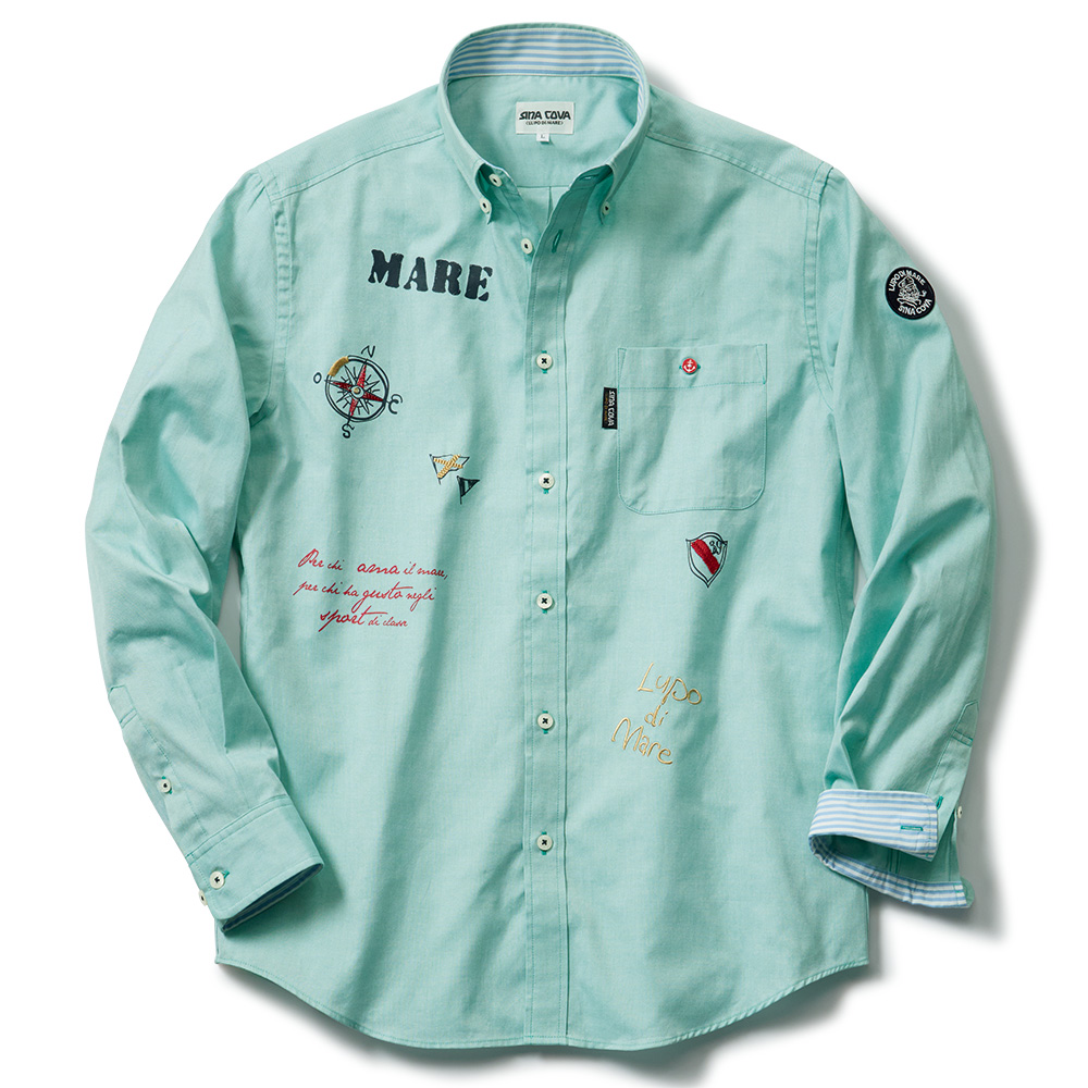 刺しゅう入り長袖ボタンダウンシャツ