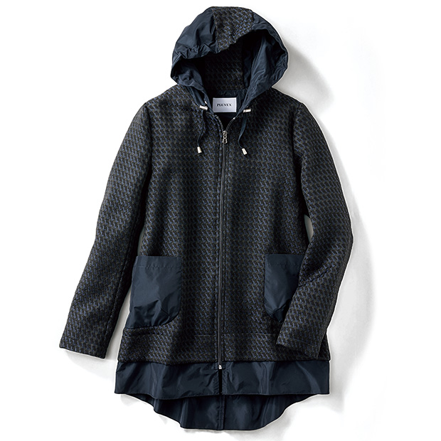 コットン混フード付きコート