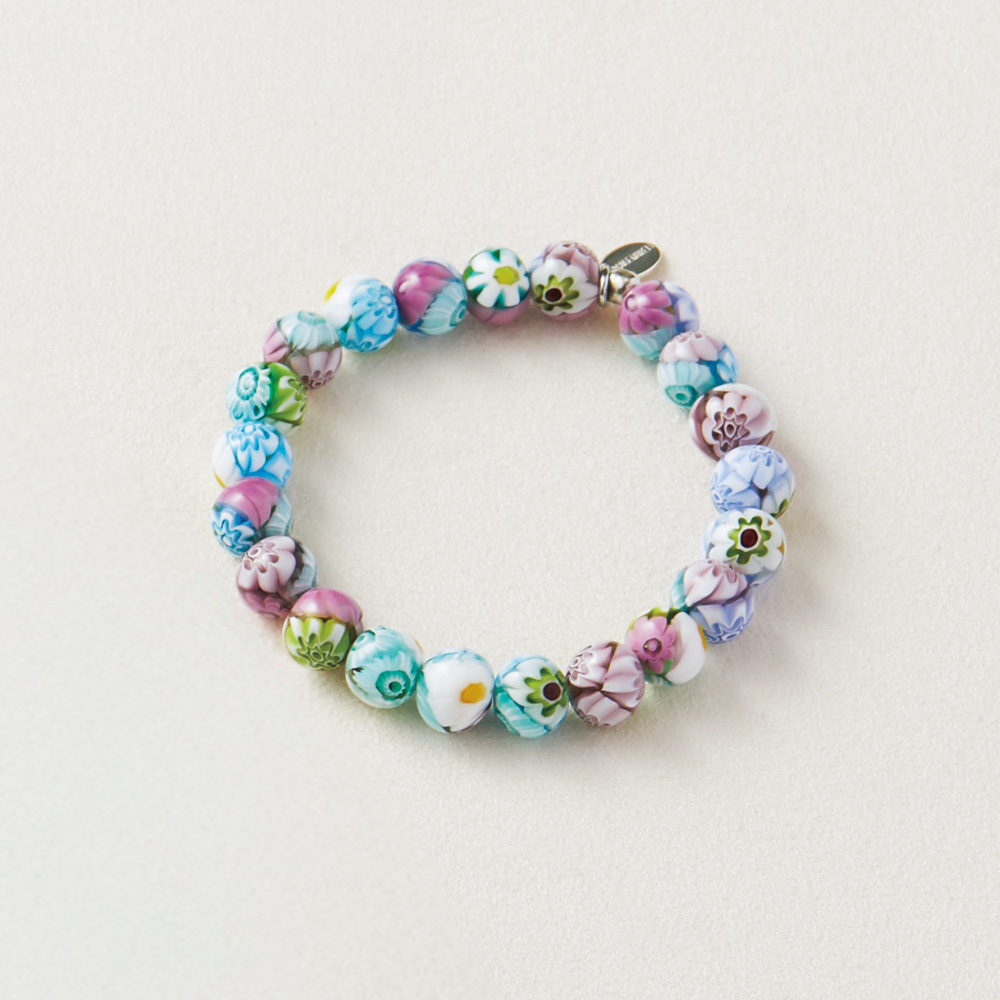 ムラーノガラスのとんぼ玉ブレスレット／ミルフィオリ