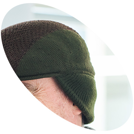 洗えるウール混の耳あて付きハンチング