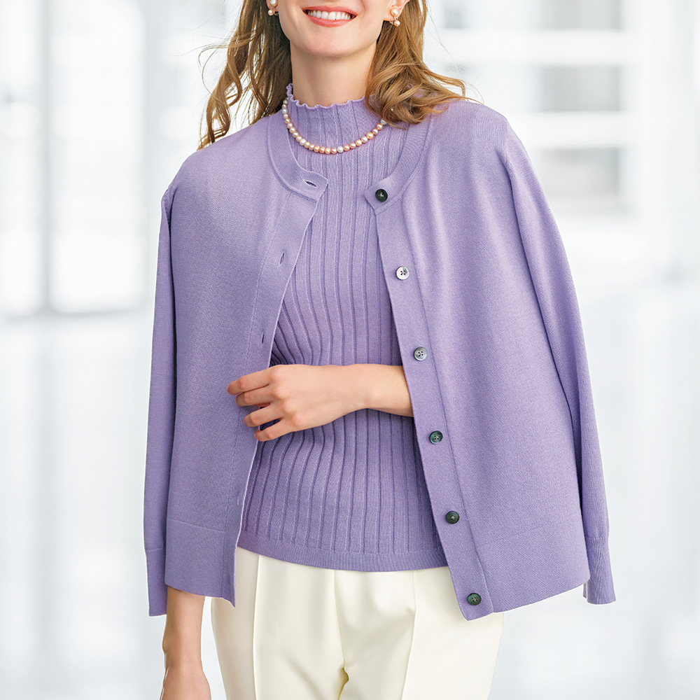 洗えるコットンカシミヤアンサンブル