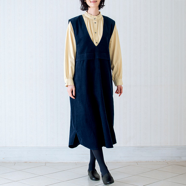 コットン細コーデュロイジャンパースカート