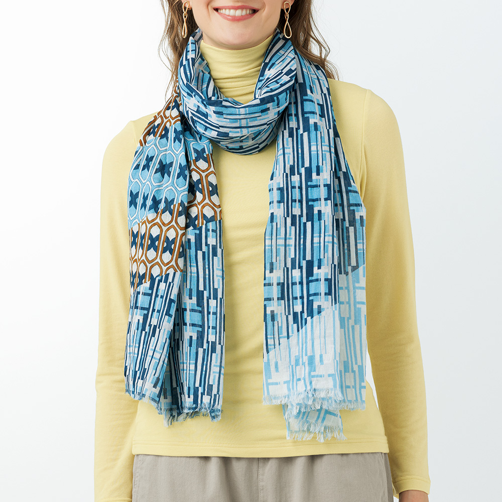 幾何学柄コットンストール