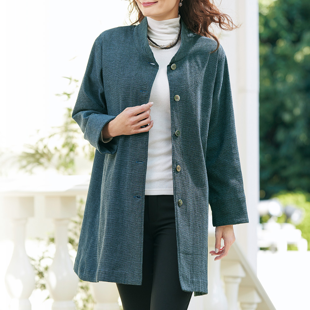 婦人用スタンドカラー･デザインコート