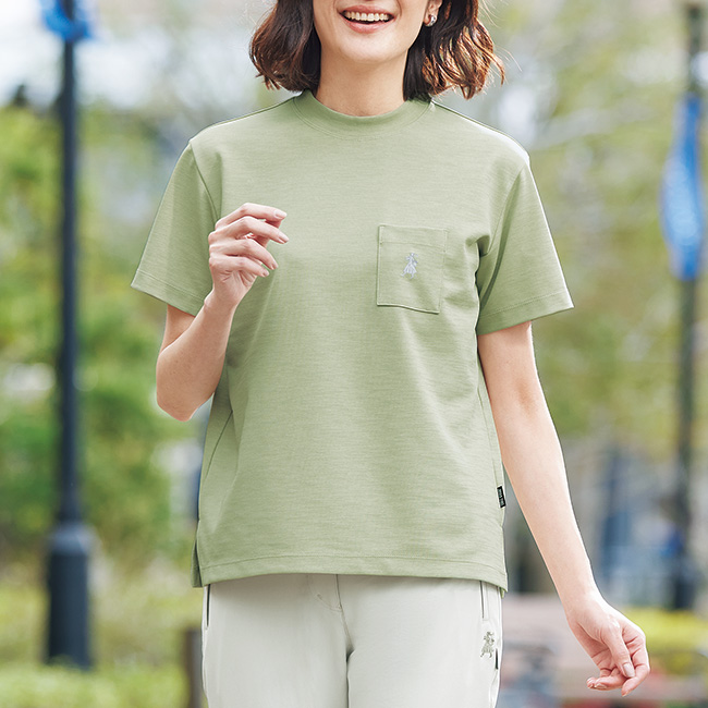 麻調クロス半袖Tシャツ